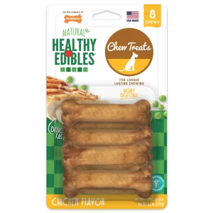 Nylabone Healthy Edibles All-Natural Long-Lasting Dog Chew Treats Chicken, X-Small/Petite up to 15 lb 8 ct