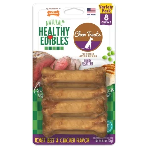 Nylabone Healthy Edibles All-Natural Long-Lasting Dog Chew Treats Roast Beef Chicken, X-Small/Petite up to 15 lb 8 ct