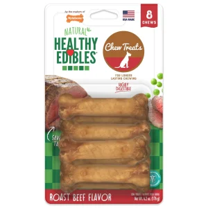 Nylabone Healthy Edibles All-Natural Long-Lasting Dog Chew Treats Roast Beef, X-Small/Petite up to 15 lb. 8 ct