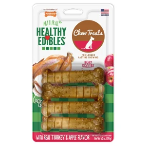 Nylabone Healthy Edibles All-Natural Long-Lasting Dog Chew Treats Turkey Apple, Small/Regular up to 25 lb. 4 ct