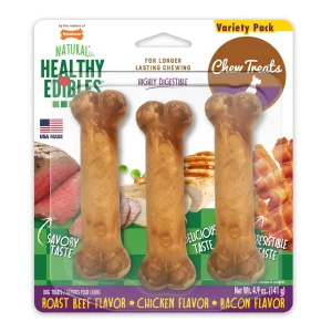 Nylabone Healthy Edibles All-Natural Long-Lasting Dog Chew Treats Variety Pack 3 ct, Small/Regular up to 25 lb