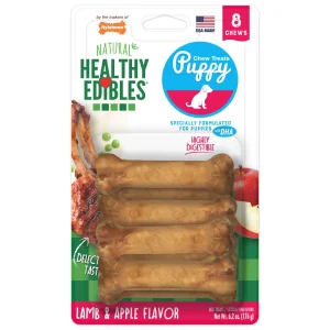 Nylabone Healthy Edibles All-Natural Long-Lasting Puppy Dog Chew Treats Lamb Apple, X-Small/Petite up to 15 lb 8 ct