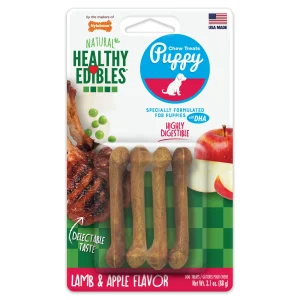 Nylabone Healthy Edibles All-Natural Long-Lasting Puppy Dog Chew Treats Lamb Apple, X-Small/Petite up to 15 lb 4 ct