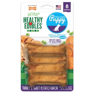 Nylabone Healthy Edibles All-Natural Long-Lasting Puppy Dog Chew Treats Turkey Sweet Potato, X-Small/Petite up to 15 lb. 8 ct