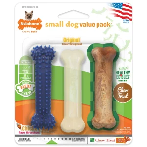 Nylabone Healthy Edibles and Flexi Dog Chew Value Pack Chicken Bacon, X-Small/Petite up to 15 lb. 3 ct