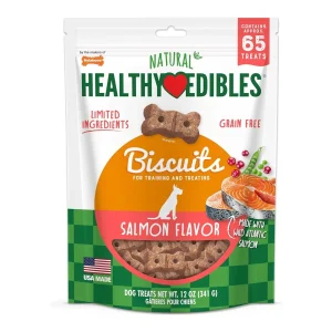 Nylabone Healthy Edibles Biscuits Grain-Free Dog Treats Salmon 12 oz