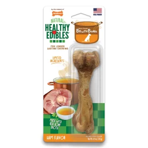 Nylabone Healthy Edibles Broth Bone All-Natural Long-Lasting Dog Chew Treats 1 ct, Giant up to 50 lb