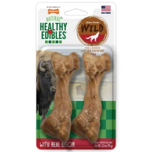 Nylabone Healthy Edibles WILD All-Natural Long-Lasting Dog Chew Treats Bison, Medium/Wolf up to 35 lb 2 ct
