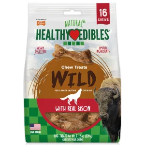 Nylabone Healthy Edibles WILD All-Natural Long-Lasting Dog Chew Treats Bison, Small/Regular up to 25 lb. 16 ct