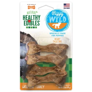 Nylabone Healthy Edibles WILD All-Natural Long-Lasting Puppy Dog Chew Treats Turkey, Small/Regular up to 25 lb. 4 ct