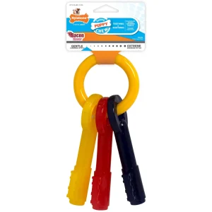 Nylabone Just for Puppies Teething Chew Dog Toy Keys Bacon, Medium/Wolf up to 35 lb. 1 ct