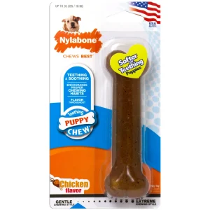 Nylabone Just for Puppies Teething Dog Chew Classic Bone Chicken, Medium/Wolf up to 35 lb 1 ct