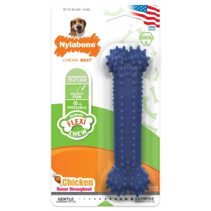 Nylabone Moderate Chew Textured Dog Dental Chew Dog Toy Chicken, Blue, Medium/Wolf up to 35 lb 1 ct