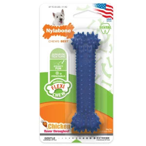 Nylabone Moderate Chew Textured Dog Dental Chew Dog Toy Chicken, Blue, Small/Regular up to 25 lb. 1 ct