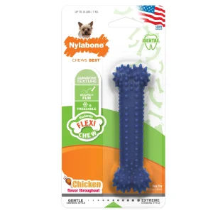 Nylabone Moderate Chew Textured Dog Dental Chew Dog Toy Chicken, Blue, X-Small/Petite up to 15 lb 1 ct