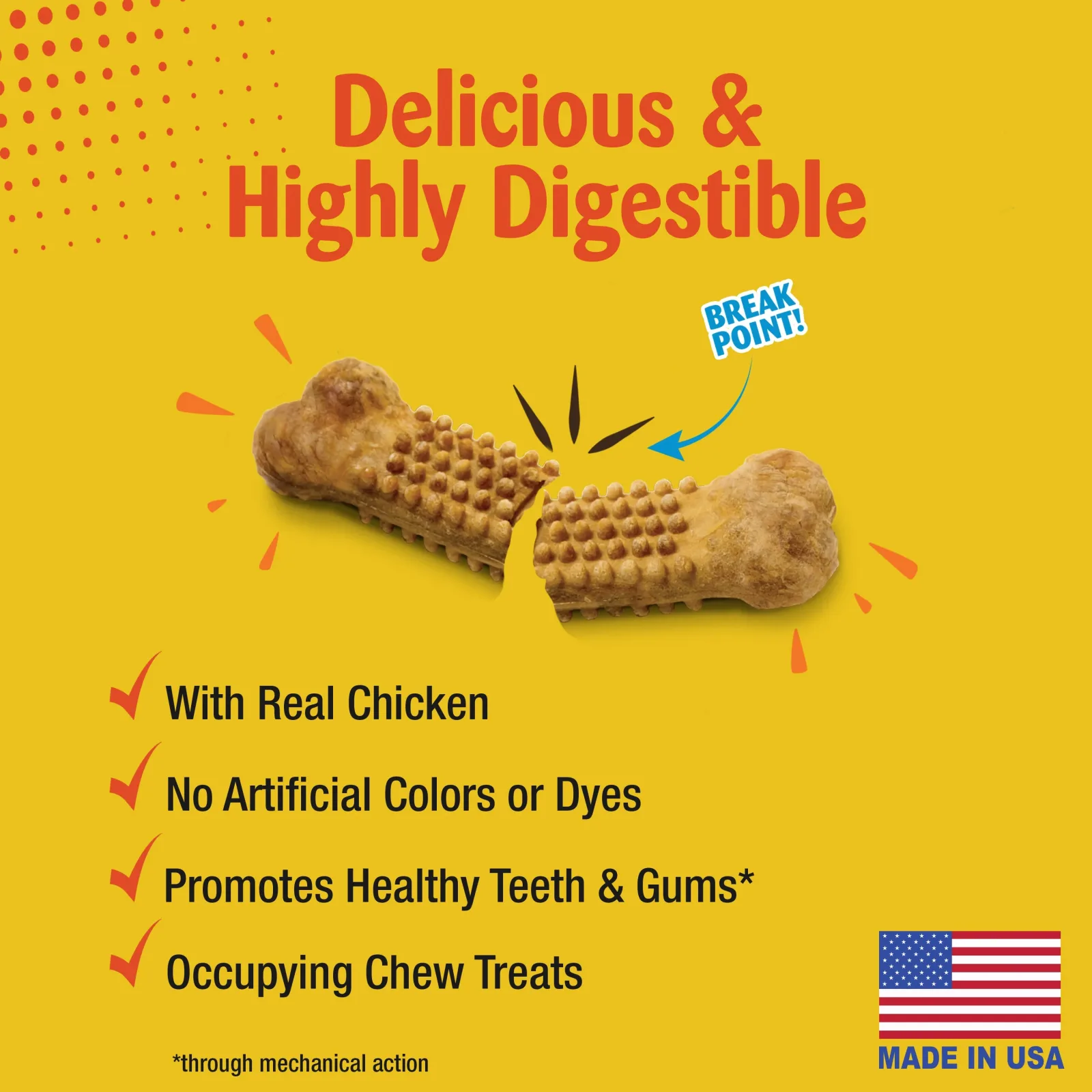 Nylabone Natural Nubz Chicken Dog Treats Chicken, Large 30 lb. 2 ct - Image 2