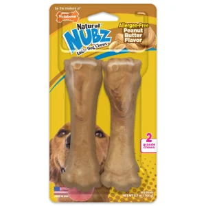Nylabone Natural Nubz Dog Treats, AllergenFree Peanut Butter Peanut Butter, Jumbo up to 50 lb. 2 ct