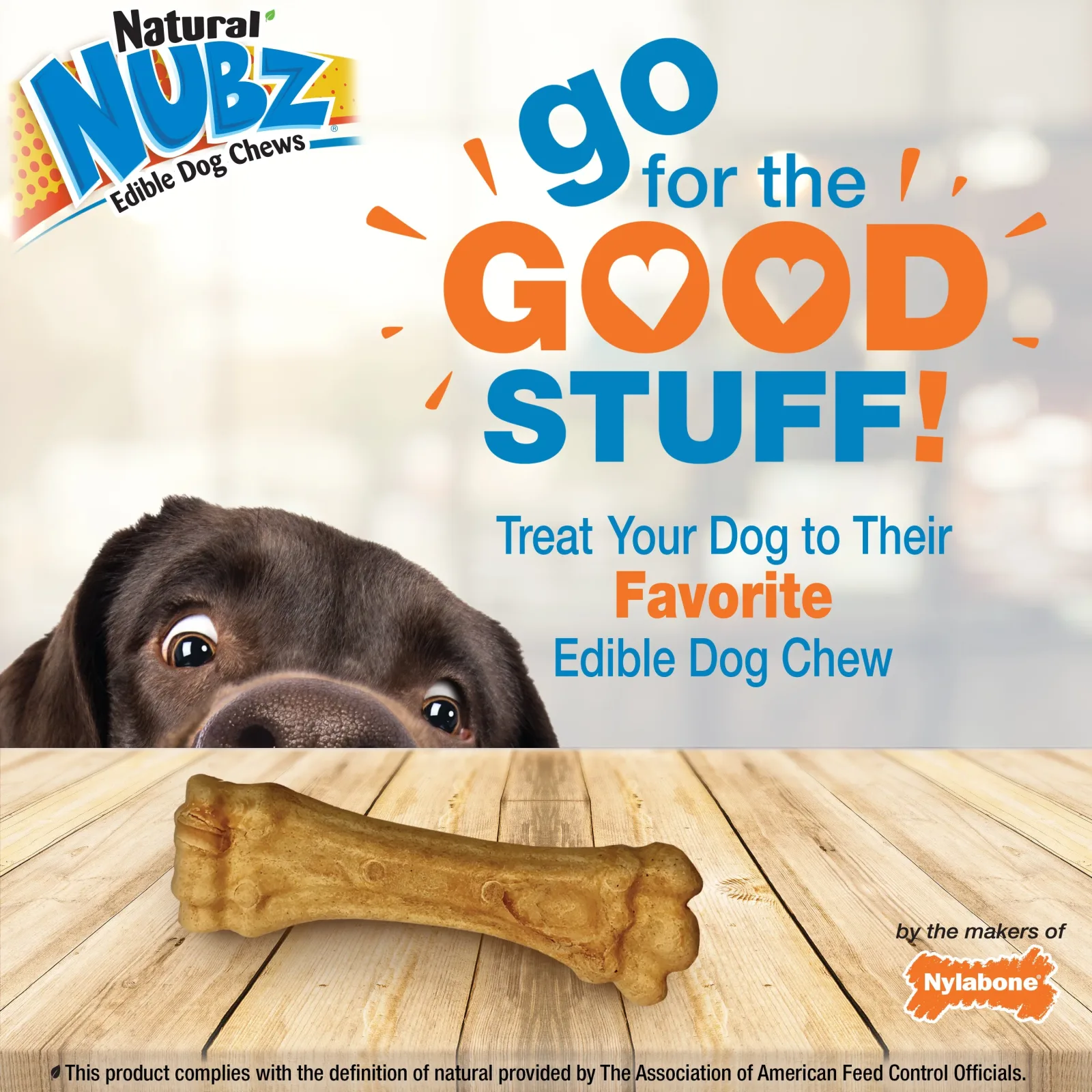 Nylabone Natural Nubz Dog Treats, AllergenFree Peanut Butter Peanut Butter, Jumbo up to 50 lb. 2 ct - Image 2
