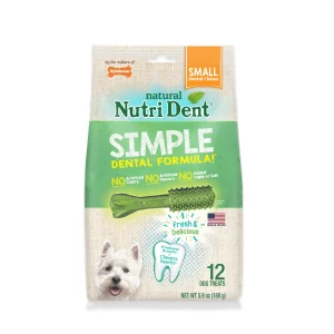 Nylabone Nutri Dent SIMPLE Natural Dental Fresh Breath Flavored Dog Chew Treats Small, 12-Count