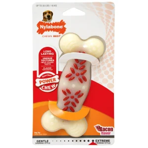 Nylabone Power Chew Action Ridges Chew Dog Toy Bacon Medium/Wolf, up to 35 lb