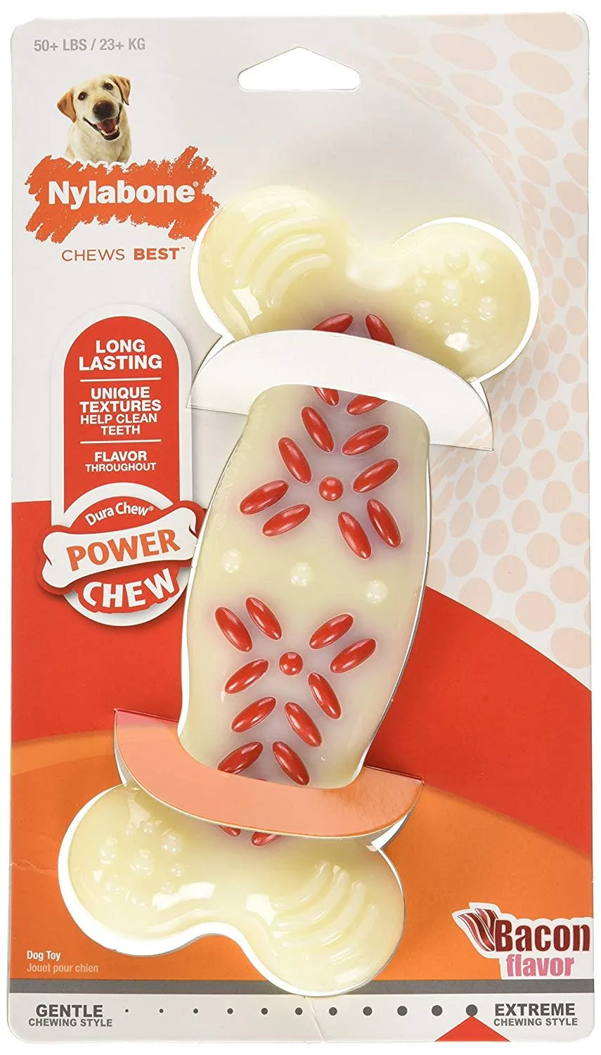 Nylabone Power Chew Action Ridges Chew Dog Toy Bacon, X-Large/Souper, 50 lb 1 ct