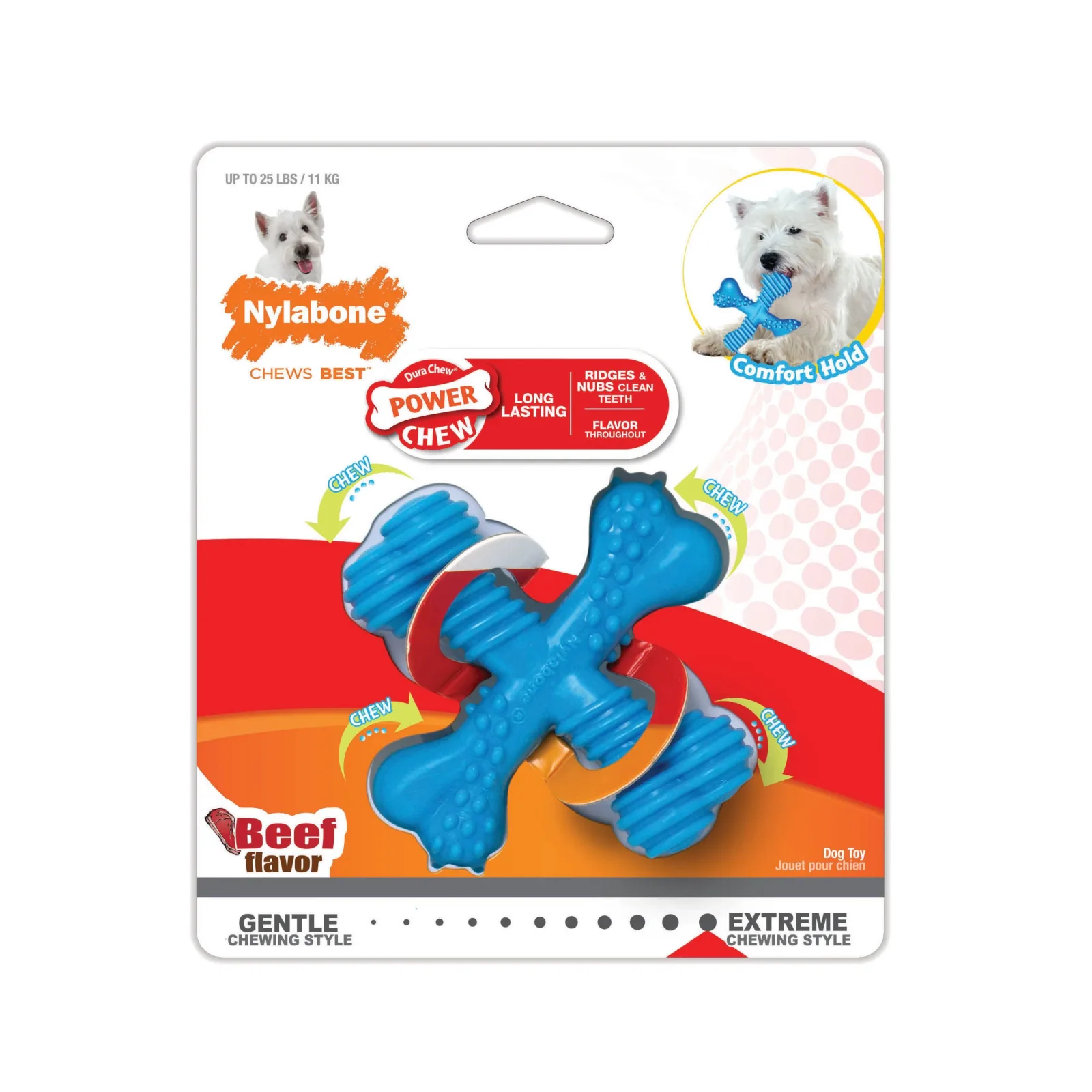 Nylabone Power Chew Comfort Hold x Bone Dog Toy Beef, Small/Regular up to 25 lb. 1 ct