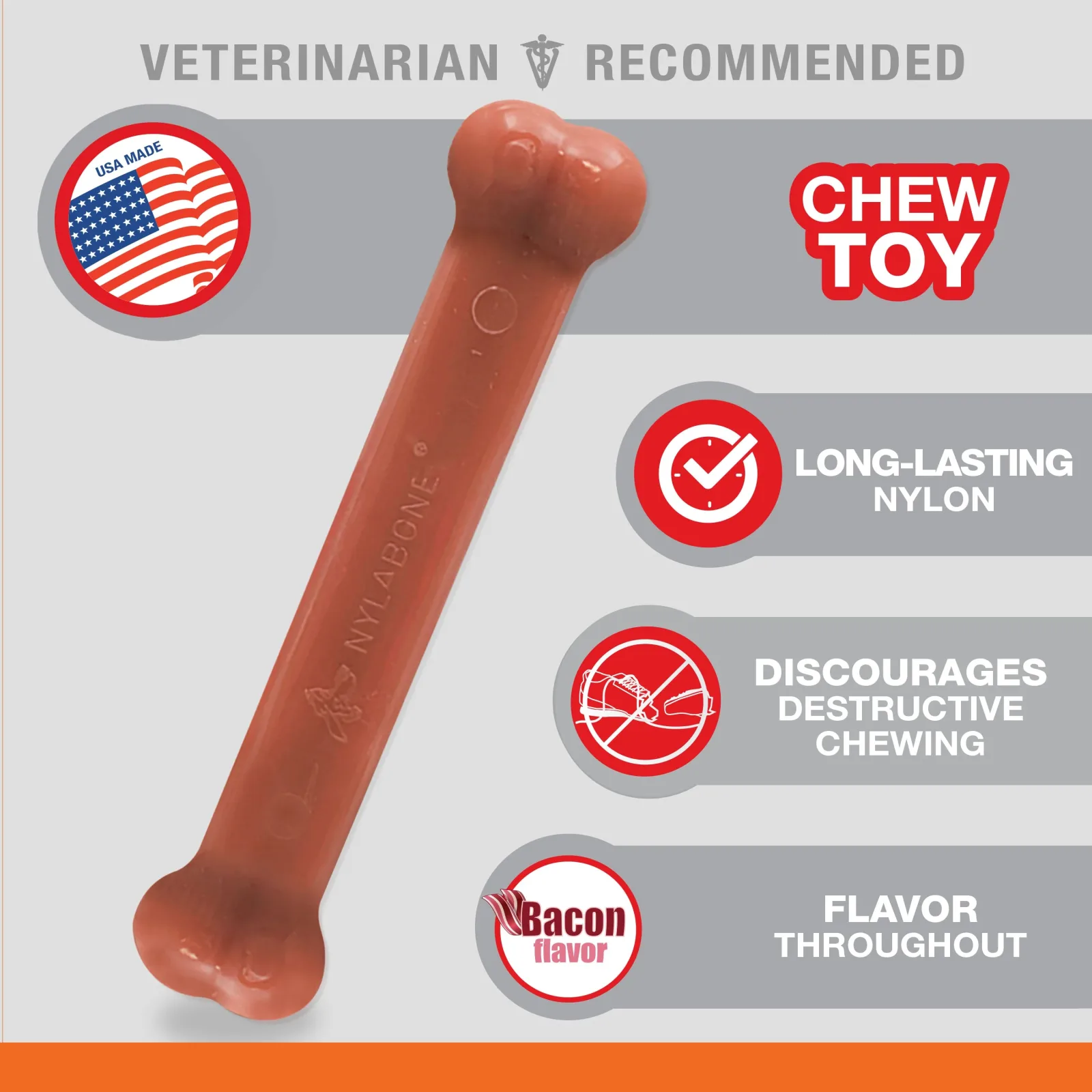 Nylabone Power Chew Dog Toy Bacon, Large/Giant up to 50 lb 1 ct - Image 2