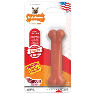 Nylabone Power Chew Dog Toy Bacon, X-Small/Petite up to 15 lb 1 ct