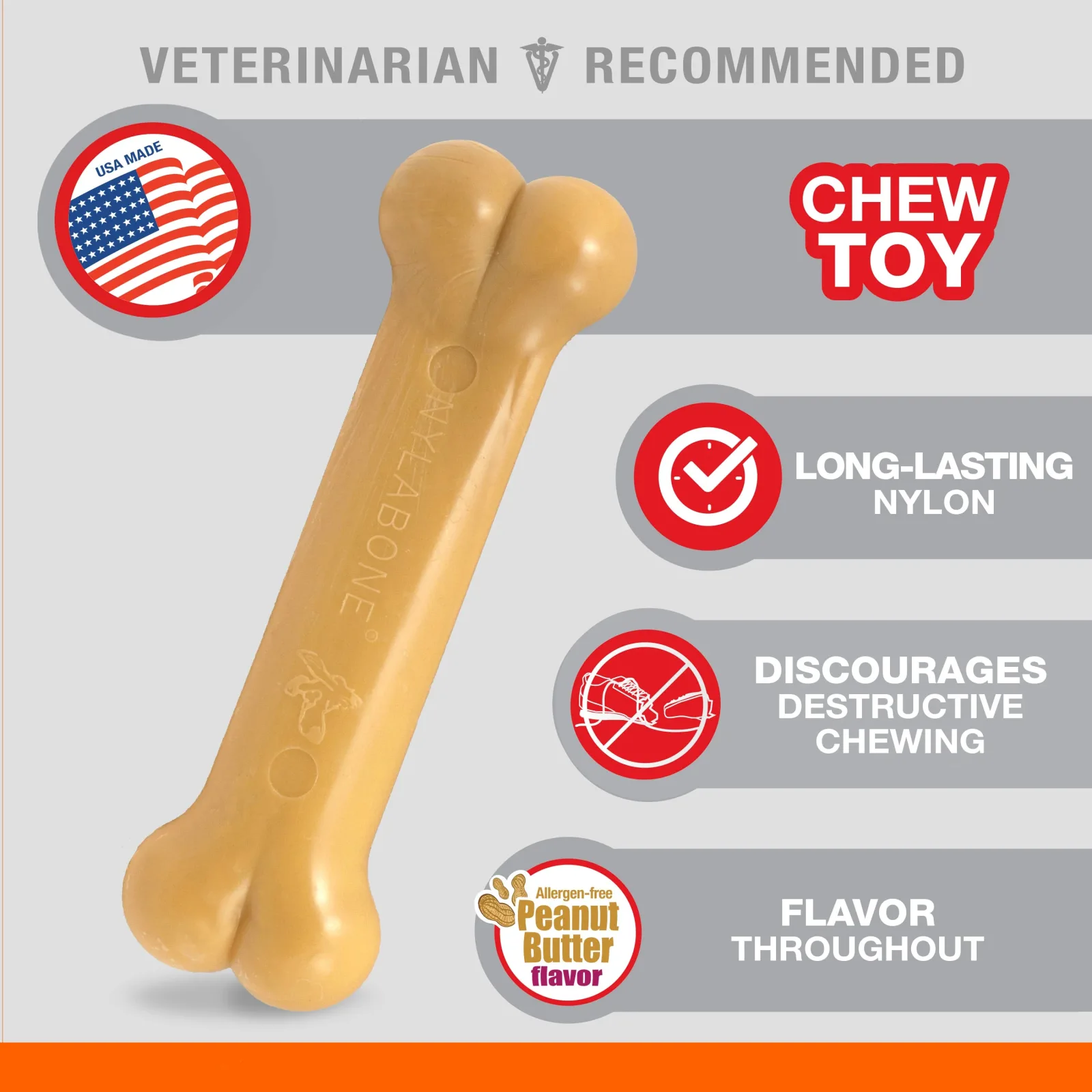 Nylabone Power Chew Dog Toy Peanut Butter, Small/Regular up to 25 lb. 1 ct - Image 2