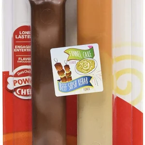 Nylabone Power Chew Flavor Frenzy Durable Dog Chew Toys Twin Pack Funnel Cake Shish Kabob, Large/Giant up to 50 lb. 2 ct