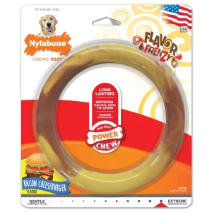 Nylabone Power Chew Flavor Frenzy Ring Dog Chew Toy Bacon Cheeseburger, Large/Giant up to 50 lb. 1 ct