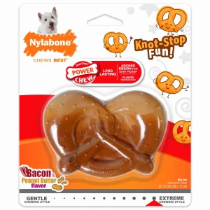 Nylabone Power Chew Pretzel Dog Toy Bacon Peanut Butter, Small/Regular up to 25 lb. 1 ct