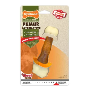Nylabone Power Dog Chew Femur Dog Bone Alternative Beef Medium/Wolf, up to 35 lb