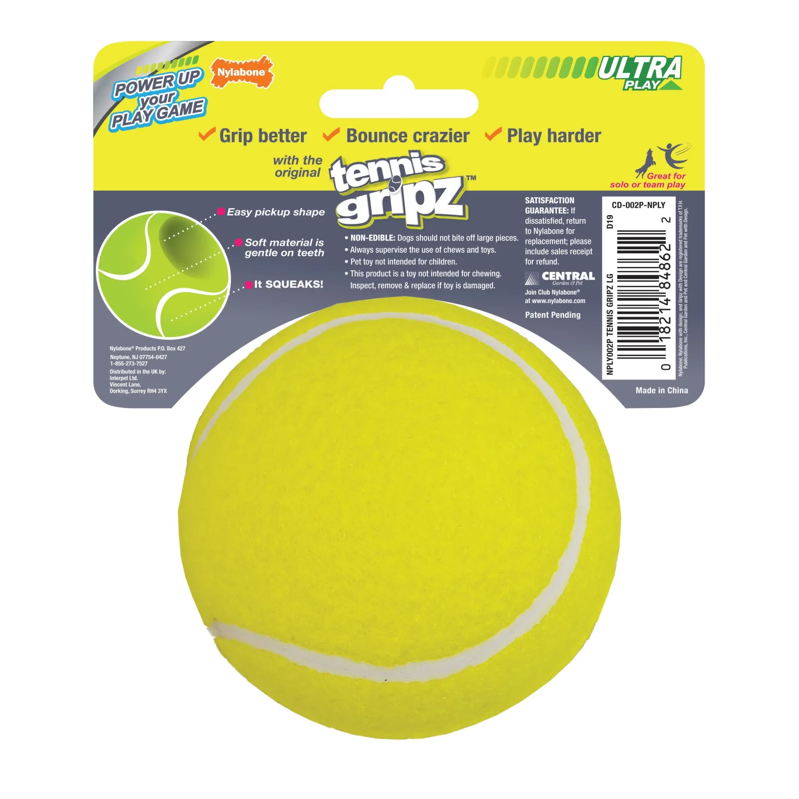 Nylabone Power Play Dog Tennis Ball Gripz 1 Count 1ea/Large - Image 2