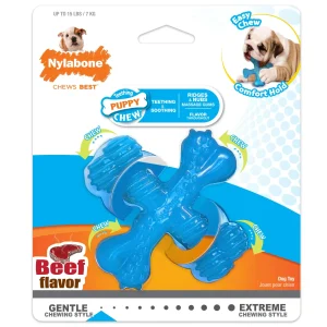 Nylabone Puppy Chew Comfort Hold x Bone Dog Toy Beef, X-Small/Petite up to 15 lb. 1 ct