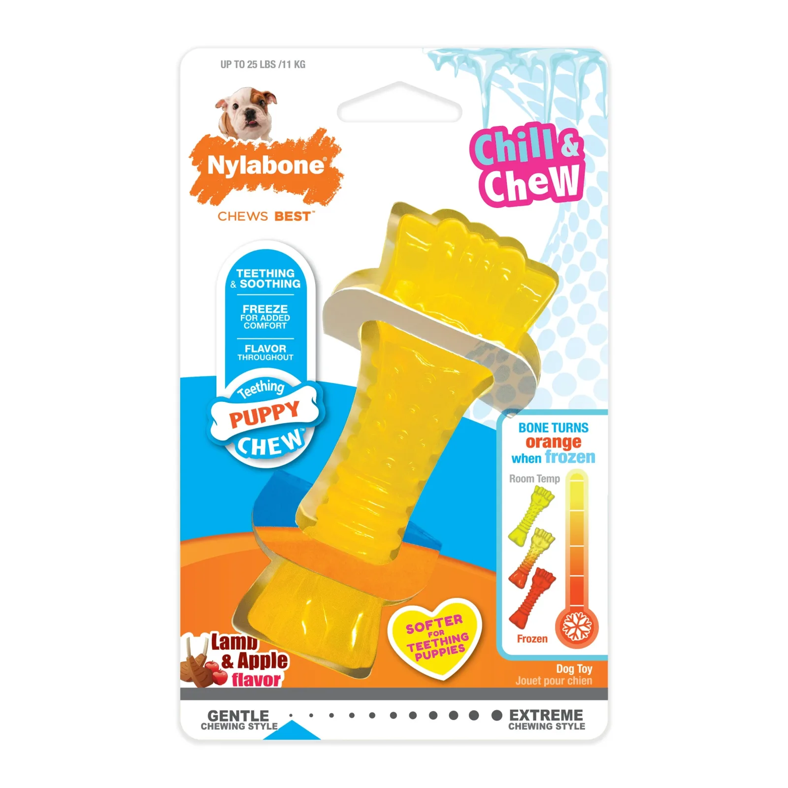Nylabone Puppy Dog Chew Freezer Dog Bone Lamb Apple, Small/Regular up to 25 lb. 1 ct