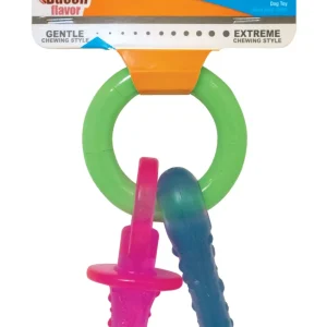 Nylabone Puppy Pacifier Teething Dog Toy Bacon, Small/Regular up to 25 lb. 1 ct
