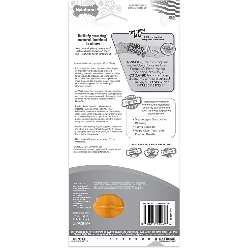 Nylabone Puppy Power Chew Toy for Dogs (Orange) - Image 2