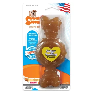 Nylabone Puppy Ring Bone Teething Dog Toy for Puppies Chicken, Medium/Wolf up to 35 lb 1 ct