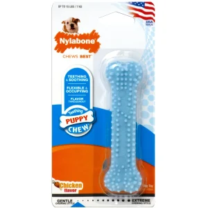 Nylabone Puppy Teething Soothing Flexible Chew Dog Toy Chicken, Blue, X-Small/Petite up to 15 lb. 1 ct