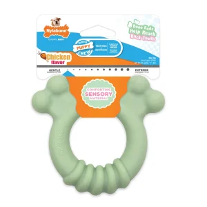 Nylabone Sensory Material Puppy Teething Ring Chicken, Small/Regular up to 25 lb. 1 ct