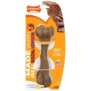 Nylabone Strong Chew Femur Bone Dog Chew Toy Made with Real Bison & Venison, Large (1 ct)