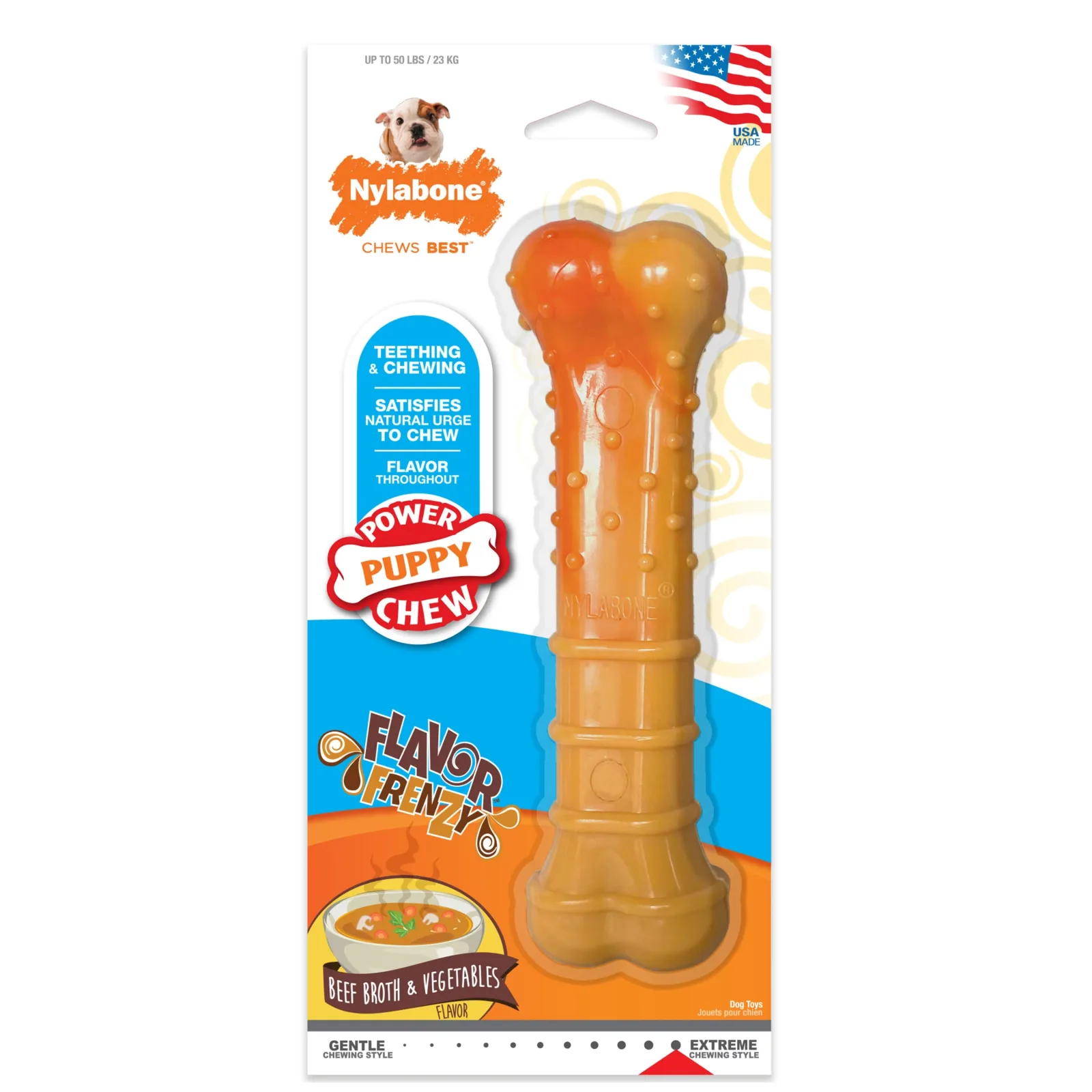 Nylabone Textured Nylon Puppy Chew Dog Toy Beef & Vegetable Large/Giant - up to 50 lb