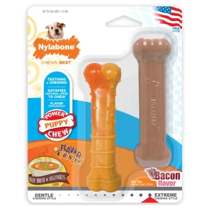 Nylabone Tough Puppy Dog Chew Bones Twin Pack