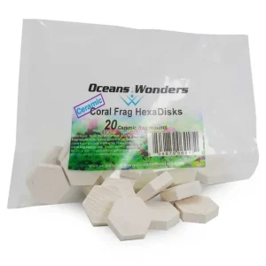 Ocean Wonders Ceramic Coral Frag HexaDisks, 20 Pack