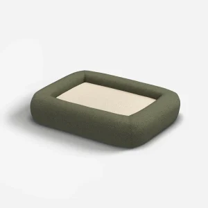 Olive Green Boucle Bolster Pet Bed | Pet Bed Cover + Insert | Small | Ruggable