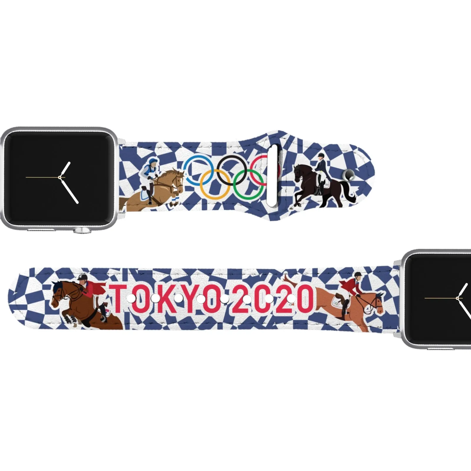 Olympic Blue Leather Apple Watch Band - Image 2