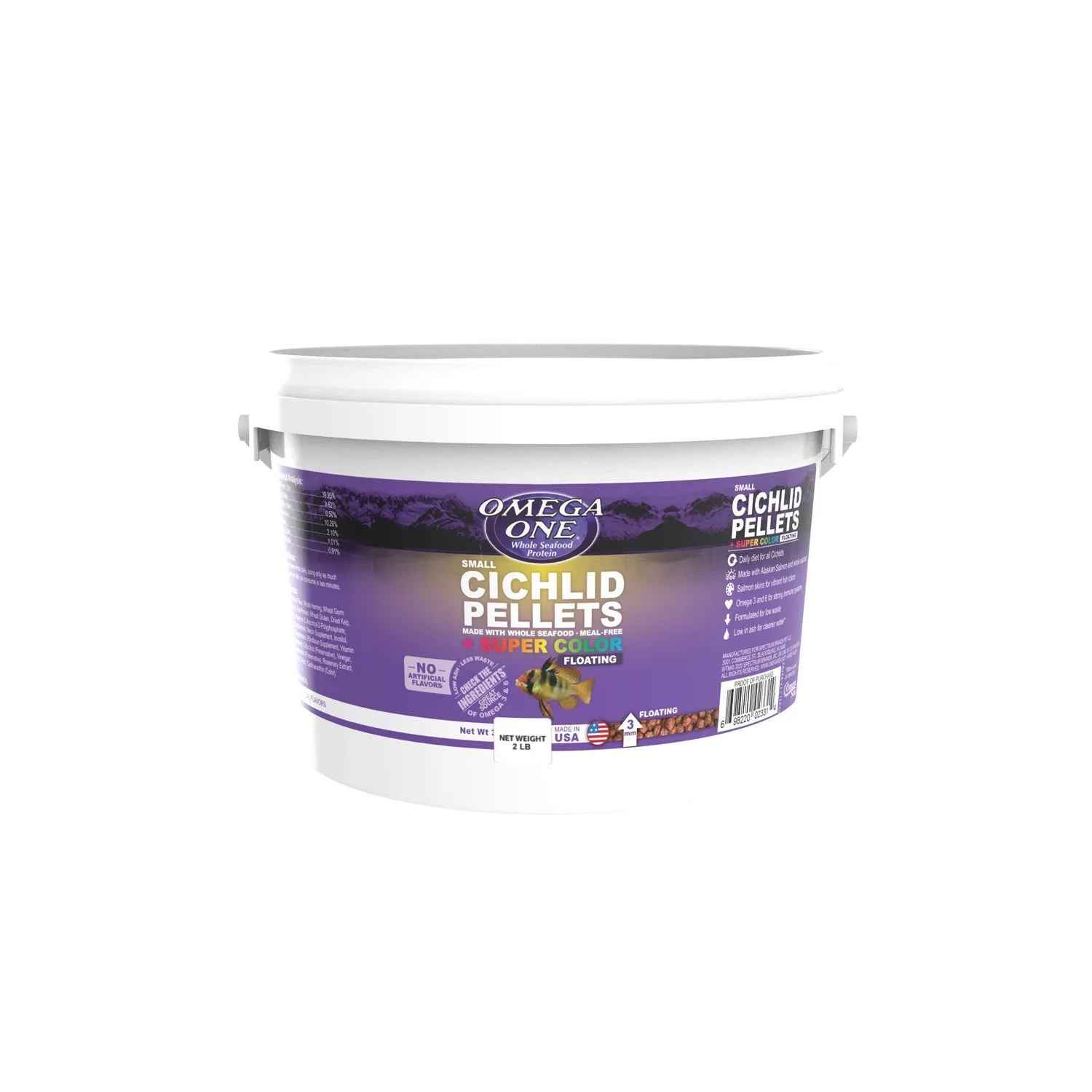 Omega One Cichlid Floating Pellet Fish Food Small Pellets 2 lb