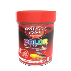 Omega One Color Slow Sinking Mini Pellet Fish Food Mini Pellets 1.8 oz