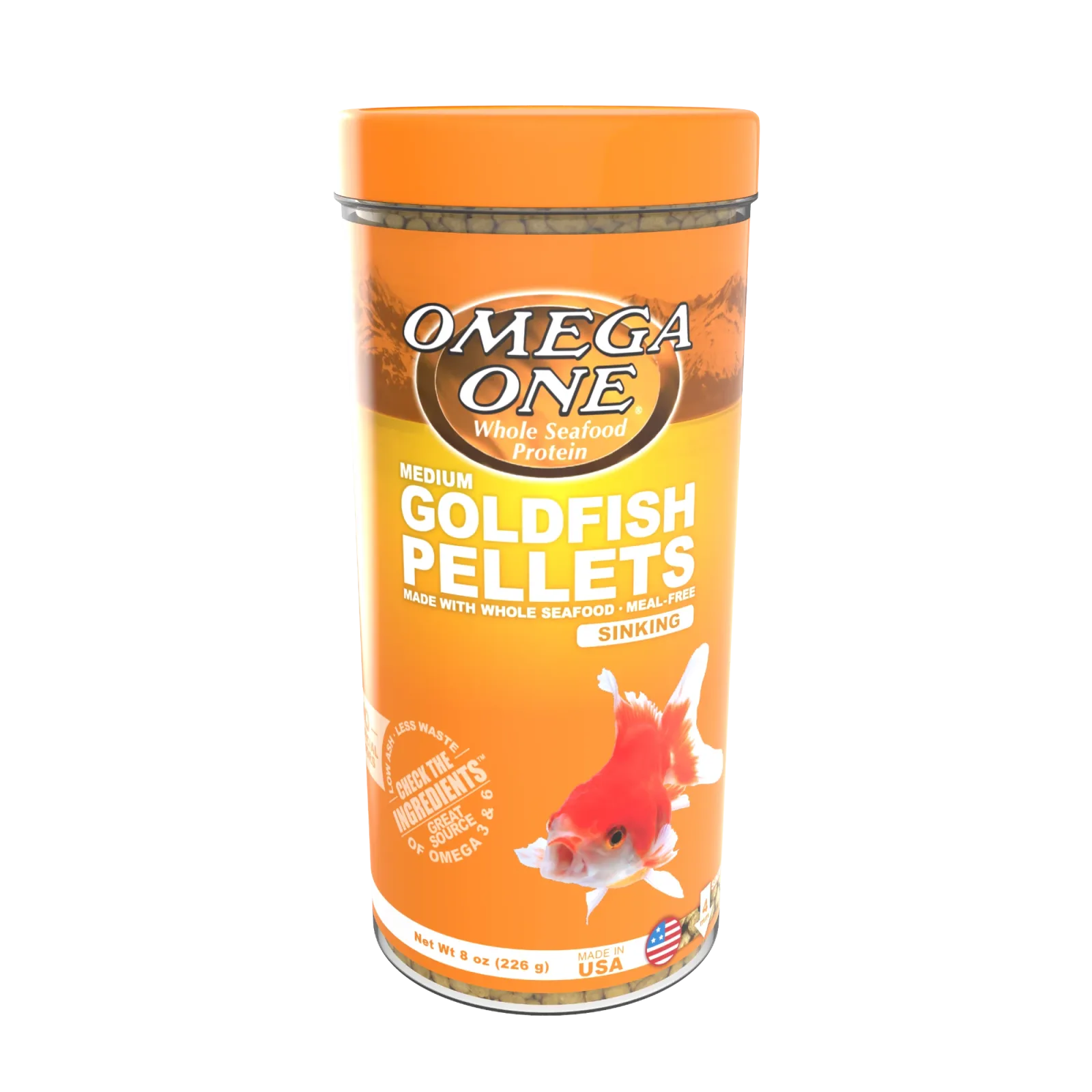 Omega One Goldfish Sinking Pellet Fish Food Medium Pellets 8 oz